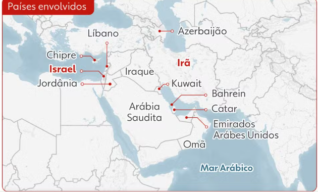 Guerra no Irã se expande e atinge praticamente todos os países do Oriente Médio; veja quem são os envolvidos