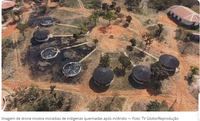 Incêndio atinge moradias de indígenas em área de reserva no Noroeste, no DF