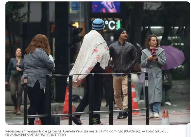 Frio segue forte no Centro-Sul neste 7 de Setembro; veja quando as temperaturas voltam a subir