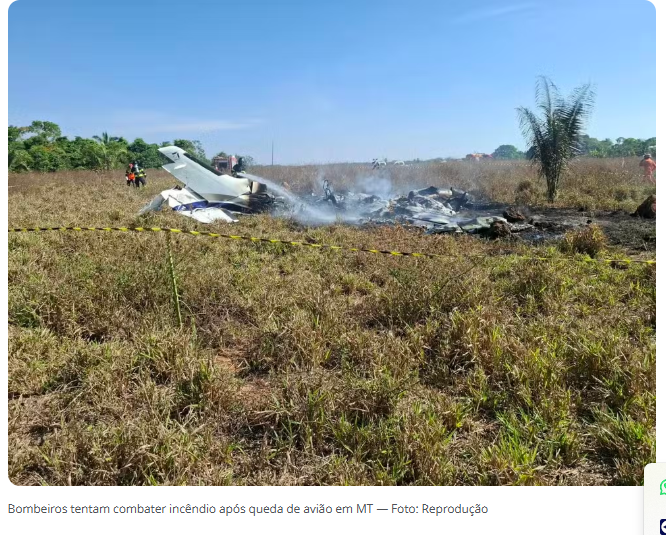 Avião de pequeno porte cai em região isolada de MT e deixa três mortos